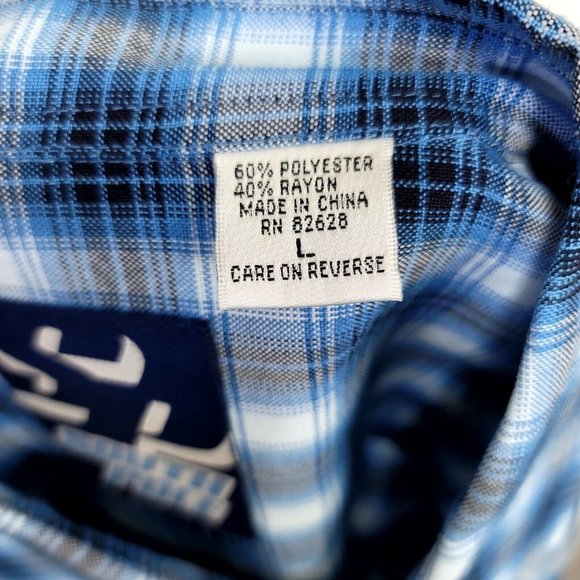 Y2K SouthPole Mens L Blue Plaid Long Sleeve Button Front Shirt Streetwear - Picture 8 of 9